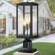 Myhxq 16.6'' Dusk To Dawn Post Light Outdoor Large 3-Light Lamp Post Light Fixture Modern Pillar Outside Lighting Waterproof Post Lantern Pole Lights For Porch 1 Pack (Not Include Mounting Base)