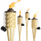 Onethatch Faux Bamboo Outdoor Torches (Sundried Color 4Pack) Large Island Citronella Torch For Garden Lighting Luau Party And Tropical Decor Easy Refill Wide-Mouth Canister Stands 60” Tall