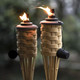Onethatch Bamboo Torches Outdoor Citronella Torch (Weathered Color 4Pack) Large Patio Torch Great For Tropical Decor Lighting And Luau Party Easy Refill Wide-Mouth Canister Stands 60" Tall