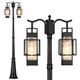 Partphoner Modern Outdoor Lamp Post Light 2-Head Hardwired Street Light Post For Outside Metal Pole Light Outdoor Lighting With Water Glass Shade For Garden Patio Backyard Walkway Driveway