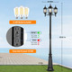 Partphoner Outdoor Lamp Post Light With Gfci Outlet 3-Head Classic Black Light Pole With Glass Panels (3 Led Bulbs Included) Aluminum Waterproof Outside Street Light For Backyard Garden Driveway
