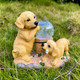 Pms Solar Garden Dogs Statues Light Outdoor Puppy Figurine Resin Decoration For Garden Pathway Patio Yard Lawn S