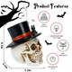 Pohabery Halloween Skull Decorations Outdoor Solar Light Spooky Red Eyes Skull Figurine With Hat & Black Cat Skulls Halloween Decor For Yardlawnpartygarden & Graveyard