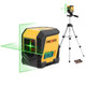 Prexiso Laser Level With Tripod 65Ft Self Leveling Cross Line Laser Level Green Line Leveler Tool For Hanging Pictures Home Renovation With Led Indicator & 2 Aa Batteries (31-1/2 Inch Tripod)