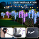 Rirool 2 Pack Solar Wisteria Flower Lights Waterproof Solar Lights Outdoor for Garden Patio Yard Decoration Blue and Purple
