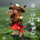 Smadeer Highland Cow Garden Statue With Solar Butterfly Lights Spring Outdoor Highland Cow On Mushroom Butterfly Decoration For Yard Patio Lawn Cows Figurine Housewarming  For Women Mom