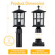 Snru 3 Inch Post Lights Outdoor Hard Wired 2Pack Waterproof Outside Lamp Posts Outdoor Lighting Fixtures Pier Mount Electric Black Aluminum Pillar Lights For Gate Patio Garden Bulb Not Included