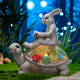 Teresa'S Collections Garden Statues Rabbit Turtle Solar Outdoor Light For Garden Decor Resin Outdoor Statues Tortoise Bunny Sculptures For Lawn Patio Porch Yard Decor Garden S For Mom Women 9"