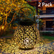 Tomshine Solar Lanterns Outdoor Hanging Solar Lights Decorative Garden Lights Metal Waterproof Table Lamp For Patio Porch Backyard Pathway (2 Pack)