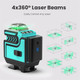 Veuonk Laser Level Self Leveling - 4X360° 4D Green Cross Line For Construction 8 Brightness Adjustment 16 Lines Outdoor Laser Level Tool With Two Rechargeable Battery And Remote Control
