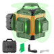 Vevor 100Ft Self Leveling Laser Level Manual Green 3 X 360° Cross Line Laser Manual Self-Leveling Mode 12 Lines Laser Ip54 Waterproof 8H Continuous Working Time Line Laser