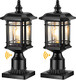 Vianis Dusk To Dawn Outdoor Post Lights 2 Pack Modern Exterior Lamp Post Light Fixture With Pier Mount Black Post Light Fixture With Tempered Glass For Garden Patio (Hardwired 120V Not Solar)