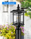 Vianis Dusk To Dawn Outdoor Post Lights 2 Pack Modern Exterior Lamp Post Light Fixture With Pier Mount Black Post Light Fixture With Tempered Glass For Garden Patio (Hardwired 120V Not Solar)
