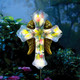 Waiu Solar Cross Garden Stake Lightsmetal Angel Wing & Acrylic Flowers Cross Solar Christmas Lights Outdoorwaterproof Memorial Garden Decor For Cemeterygraveand Remembrance S