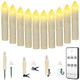 Walotnay 10Pcs Led Flameless Taper Christmas Window Candles Flickering With Remote Battery Operated Xmas Tree Candles Perfect For Home Decoration Hanging Candlesticks For Party Halloween Church Medium