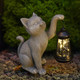 Wondhome Solar Cat Garden Statues Halloween Decor Resin Cat Figurine With Led Lantern For Porch Patio Lawn Yard Decorations Christmas Housewarming Gardening S For Mom Women