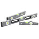 Workpro Torpedo Level 3-Piece Spirit Level Set 9"(Magnetic) 16"(Non-Magnetic) 24"(Non-Magnetic) Bubbles Measuring Clear Green.