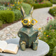 Zuzuzen Solar Garden Decor Adorable Rabbit Statue With Solar-Powered Glasses Outdoor Bunny Figurine Lights For Patio Yard & Balcony For Kids Mom & Grandma