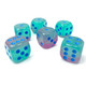 Chessex Gemini Dice Block Set of 12 Size D6 Dice Designed for Board Games Roleplaying Games and Miniature Games Premium Quality 16 mm Dice Luminary Gel Green Pink and Blue Color Made by Chessex