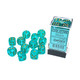 Chessex Borealis 16mm d6 Teal/Gold Luminary Dice Block (12 dice) (27785) Blue