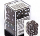 Chessex Dice d6 Sets: Smoke with White Translucent - 16mm Six Sided Die (12) Block of Dice