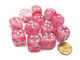 Chessex Ghostly Glow 16mm D6 Dice Block (12 Dice) - Pink with Silver Numbers