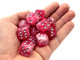 Chessex Ghostly Glow 16mm D6 Dice Block (12 Dice) - Pink with Silver Numbers