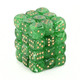 Chessex Dice d6 Sets: Vortex Green with Gold - 12mm Six Sided Die (36) Block of Dice