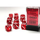Chessex Dice d6: Translucent Red/White Dice Block - Set of 12