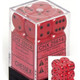 Chessex Dice d6 Sets: Opaque Red with Black - 16mm Six Sided Die (12) Block of Dice