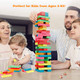 Coogam Wooden Blocks Stacking Game with Storage Bag Toppling Colorful Tower Building Blocks Balancing Puzzles Montessori Toys Learning Sorting Family Games Educational Toys s for Kids