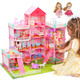 CUTE STONE Huge Dollhouse for Girls – Large Pretend Play Doll House for Kids with Lights Furniture & Accessories