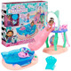 DREAMWORKS GABBY'S DOLLHOUSE Gabby’s Dollhouse Purr-ific Pool Playset with Gabby and MerCat Figures Colour-Changing Mermaid Tails and Pool Accessories Kids’ Toys for Ages 3 and Up