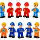 FUNERICA 10-Set Toy People Figures - Bendable Fireman Police Construction Workers Community Helpers Play Little People Toys Figurines Dollhouse Firefighter playset