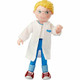 HABA Little Friends Dad Andreas 4.5" Dollhouse Toy Figure with Removable Coat (Doctor Veterinarian Scientist)