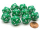 Koplow Games Set of 10 Twenty Sided 19mm D20 Opaque RPG Dice - Green with White Numbers Die