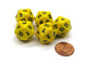Koplow Games Set of 5 Twenty Sided 19mm D20 Opaque Dice RPG D&D Yellow with Black Numbers Die