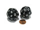 Koplow Games Set of 2 Triantakohedron D30 30 Sided 33mm Jumbo Dice - Black w White Numbers