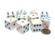 Koplow Games Set of 10 Large Six Sided Square Opaque 19mm D6 Dice - White with Multicolor Pip by Koplow Games