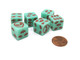 Koplow Games Pack of 6 Alien UFO 16mm D6 Glow in The Dark Dice - Green with Red Etches