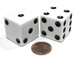 Koplow Games Set of 2 D6 25mm Large Opaque Jumbo Dice - White with Black Pips