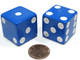 Koplow Games Set of 2 D6 25mm Large Opaque Jumbo Dice - Blue with White Pips