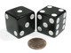 Koplow Games Set of 2 D6 25mm Large Opaque Jumbo Dice - Black with White Pips
