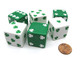 Koplow Games Pack of 6 Shamrock D6 25mm Large Jumbo Dice - 3 White and 3 Green
