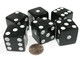 Koplow Games Set of 6 D6 25mm Large Opaque Jumbo Dice - Black with White Pip