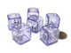 Koplow Games Set of 6 D6 19mm Double Dice 2-in-1 Dice - White Inside Translucent Purple Die