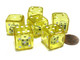 Koplow Games Set of 6 D6 19mm Double Dice 2-in-1 Dice - White Inside Translucent Yellow Die