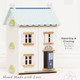 Le Toy Van – Blue Belle Wooden Doll House Girls & Boys 3 Storey Wooden Dolls House Play Set - Suitable for Ages 3+