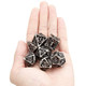 MIYUDAIS Hollow Metal DND Game Dice Dragon Shape Carved Antique Nickel 7Pcs Set for Dungeons and Dragons RPG MTG Table Games D&D Pathfinder Shadowrun and Math Teaching (with Metal Case)