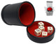 My Pet Elephant Cyber-Deals PU Leather Dice Cup Premium Felt Lined Lid/Tray and Spanish Poker Dice Set in White Box (Black/Red Cup Ivory Tone Dice)